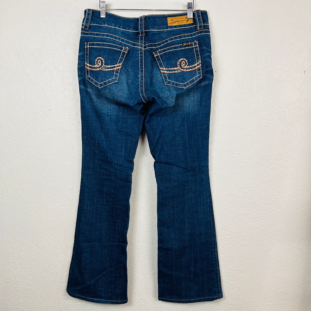 Seven7 Bootcut Dark Wash Jeans Blue Denim - 8 - Picture 3 of 5